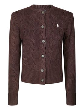Cardigan Trecce Con Bottoni E Logo