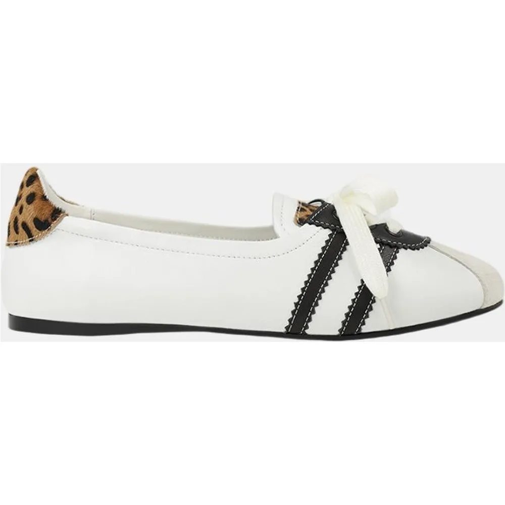 Bailarinas mujer print leopardo off-white negro | - Lodi - FashionsVida