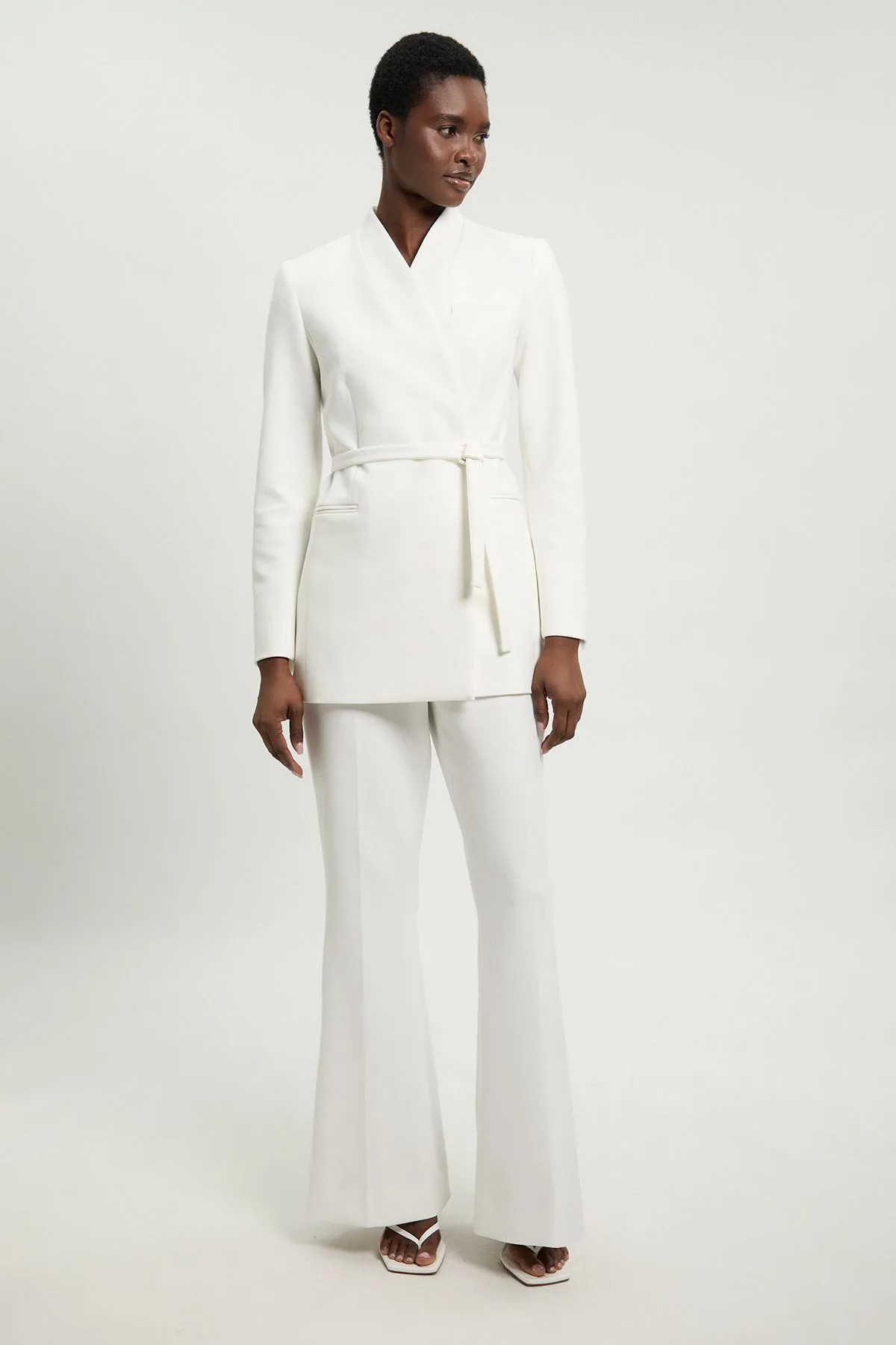 Womens Compact Stretch Tailored Straight Leg Trouser - White - Size 8 Uk - Karen millen - FashionsVida