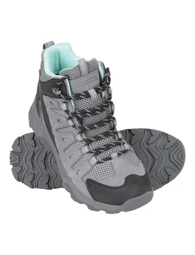 Rapid' Womens Waterproof Boots With High Traction Outsole Hiking Walking Shoes - Light Grey Leather - Size Uk 4 - Mountain Warehouse - FashionsVida