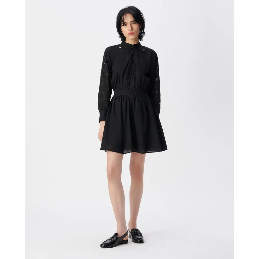 Vestido corto de gasa de algodón bordado - IKKS - FashionsVida