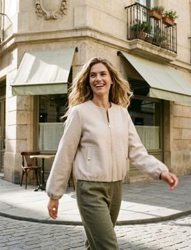 Giacca con scollo rotondo e zip - nude