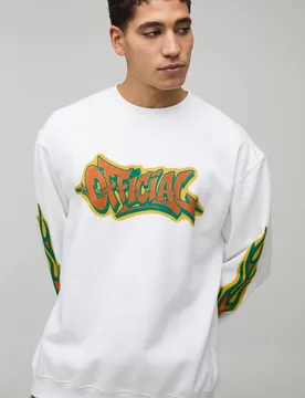 Herren Oversized Sweatshirt Mit Graffiti-Print White Größe Small - boohooMAN - FashionsVida