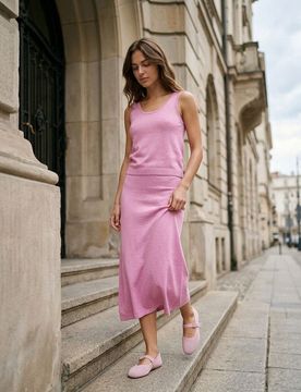 Maglione basic con spalline - rosa