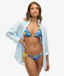 Superdry Damen Triangel-bikinioberteil mit Schnürung Blau - Größe: 38