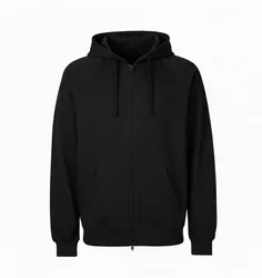 Mens Zip Up Hoodie Casual Fleece Jacket - Black - Size Large