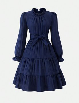 Vestido verde de manga larga para niñas en Navidad, ropa casual y versátil para niños, uso diario para niñas preadolescentes, otoño/invierno