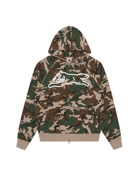 Running Dog Woodland Camo Zip Through Hood - Multi