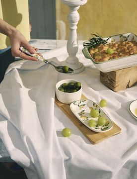 Vassoio da portata con due ciotoline e motivo di limoni - multicolor