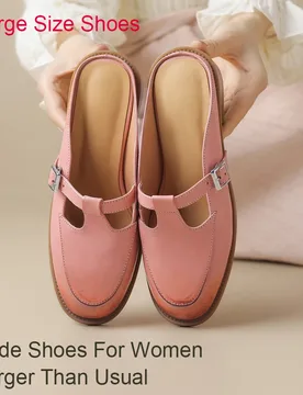Wide Shoes For Womens, Genuine Leather Cowhide Women's Mules,Fashion Summer Womes Slippers,Large Size Womes Shoe - Aliexpress - FashionsVida