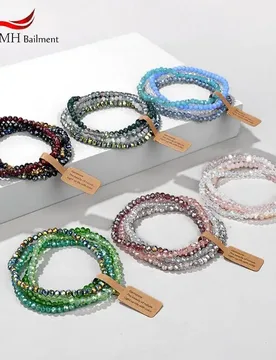 Trendy Beaded Bracelet Set For Women Female Bohemian Party Jewelry Gift Pink Acrylic Beads Elastic Chain Bangle - Aliexpress - FashionsVida