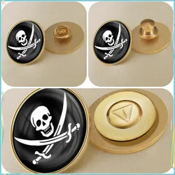 Jolly Roger Jack Rackham Pirate Flag Brooch Badges Lapel Pins