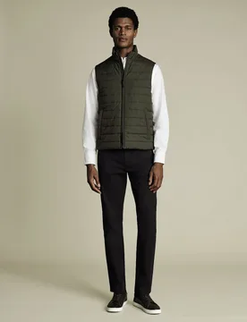 Quilted Lightweight Gilet Olive male - Charles Tyrwhitt - FashionsVida