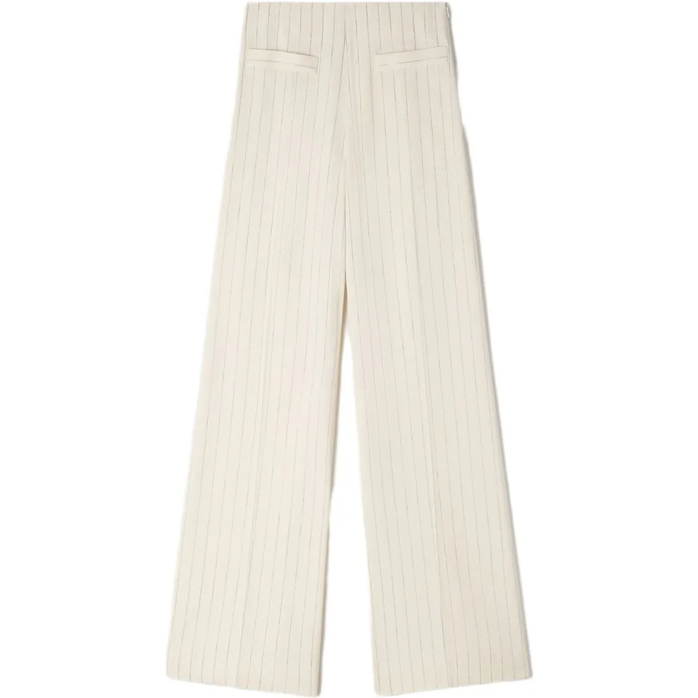 Pantalones anchos rectos de mujer a rayas de talle alto - sandro - FashionsVida