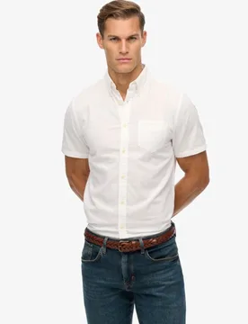 Superdry Herren Kurzärmeliges City Baumwoll-leinenhemd White - Größe: Xxl - 64.99 - FashionsVida