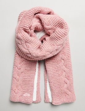 Superdry Damen Strickschal mit Zopfmuster Pink - Größe: One Größe
