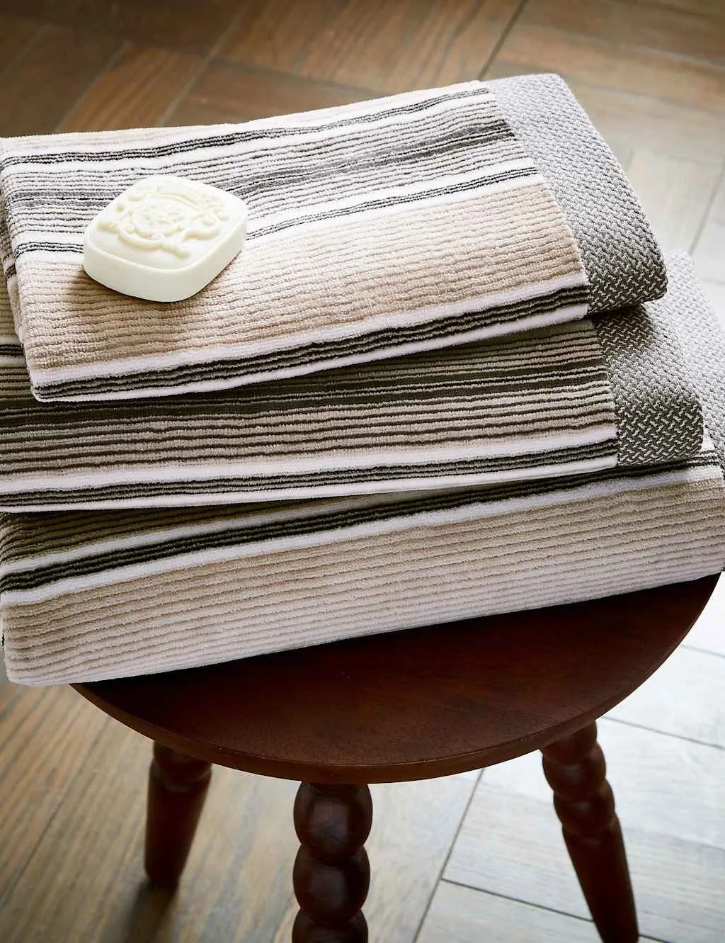 Florence Striped Towel Charcoal Mix - Bedeck of Belfast - FashionsVida