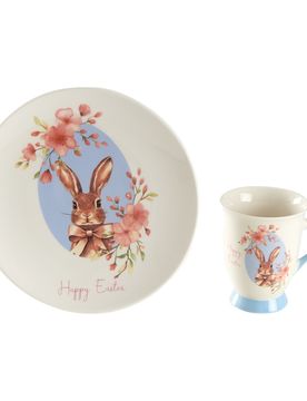 Porzellan-Geschirr-Set "Ostern", 2-teilig mehrfarbig