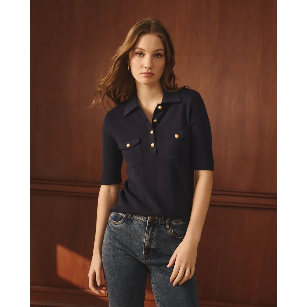 Jersey de mujer con rayas y cuello tipo polo - Lloyd's - FashionsVida