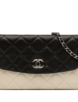 CC Bicolor Quilted Lambskin Double Sided Wallet on Chain - Chanel - FashionsVida