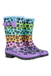 Kids Unisex Mid Height Rubber Wellies Waterproof Easy Clean Sturdy Grip Rain Boots Medium Blue - Size Uk 12 Kids