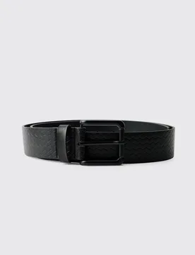 Mens Embossed Texture Belt - Black - Size Medium/large - boohooMAN - FashionsVida