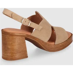 Sandalias de tacón de mujer con diseño simétrico y cierre de hebilla