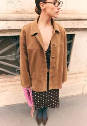 Jacke aus Wildlederimitat Beige XS