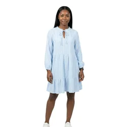 Robe Midi à Manches Longues Nanna Airy Blue / Snow White L