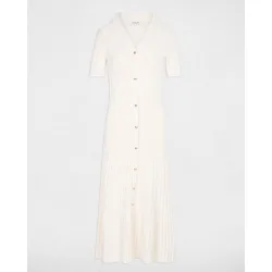 Vestido corto de punto fino botones