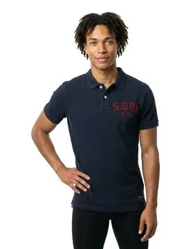Polo à Manches Courtes Vintage Athletic Eclipse Navy S - Superdry - FashionsVida