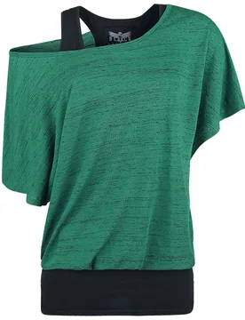 T-Shirt - When The Heart Rules The Mind - M bis XXL - für Damen - Größe XL - grün/schwarz - Frauen - female - Black Premium by EMP - FashionsVida