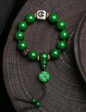Natural round green beads, vintage , single-loop material, antique-style bone accessories, retro Buddhist bead bracelet - Aliexpress - FashionsVida