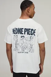 Herren Übergroßes One Piece Lizenz T-Shirt White Größe Large