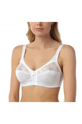 Women's Non Wired Soft Cup Bra With Lace in White Size: 34B - White - Size: 34B