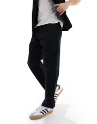 Mens Straight Leg Trousers In Black - Size Small