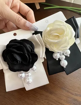 Korean Camellia Bowtie Brooch French Elegant Handmade RibbonPearl Bow Brooch Fashion Women's Clothing Shirt Accessories Gifts - Aliexpress - FashionsVida