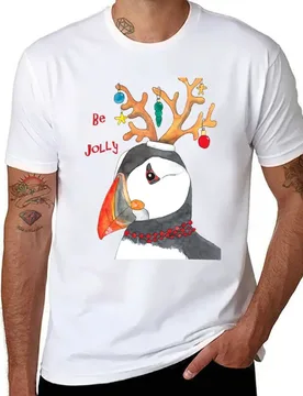 Christmas puffin greetings be jolly T-Shirt t shirts for man cotton soft t shirts for man cotton T-Shirt - Aliexpress - FashionsVida
