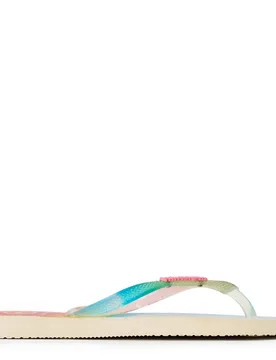 Womens Hav. Slim Metallic Rainbow Beige 33 Flip Flops In - Size Uk 1-2 - Havaianas - FashionsVida