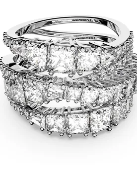 Anello Hyperbola, Taglio misto, Bianco, Placcato rodio 55 - Swarovski - FashionsVida