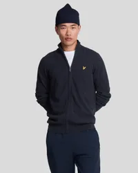 Mens Lambswool Blend Zip Cardigan - Navy - Size Medium