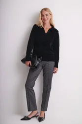Women's Collared Chenille Jumper in Black Size: 2XL - Black - Size: 2XL