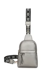Rango PU Crossbody Sling Bag with Canvas Strap - Metallic Silver - Size: One Size