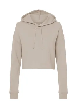 Womens Cropped Hoodie In Sand - Natural - Size 14 Uk - MISO - FashionsVida