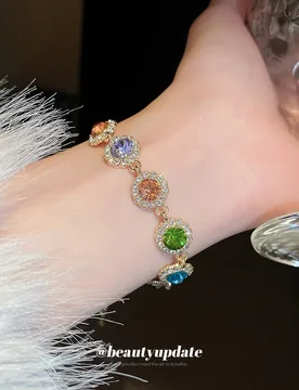 Colorful dopamine diamond bracelet sweet high-end light luxury hand accessories for women - Aliexpress - FashionsVida