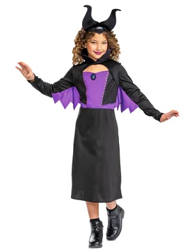 Furchteinflößendes Maleficent-Kinderkostüm schwarz-lila - KARNEVAL-MEGASTORE - FashionsVida