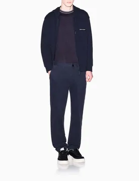 Felpa Exchange blu in cotone con cappuccio e chiusura zip - Armani - FashionsVida