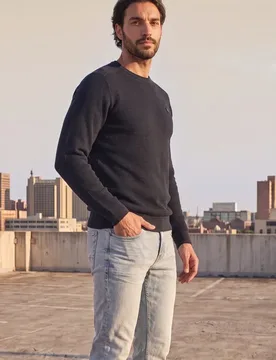 Street One Pullover mit Rundhals und Schulterdetail male Blau - Street One MEN - FashionsVida
