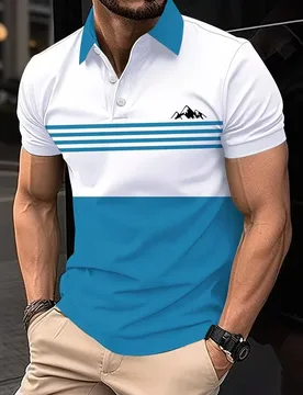 Fashion stripes 3D Printed Men's Polo Shirt Summer Short Sleeved Lapel Polo Shirt Men's Business Casual Breathable Men's Clothes - Aliexpress - FashionsVida