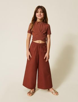 Pantalon cropped en popeline